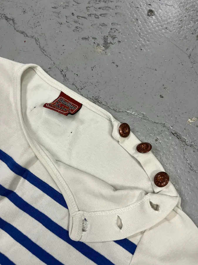 1990s Jean Paul Gaultier Sailor White & Blue Stripes Longsleeves - Image 9