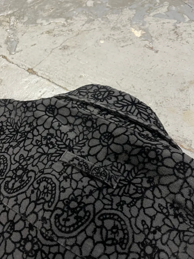 1990s Jean Paul Gaultier Velvet Floral Black Cropped Jacket - Image 9