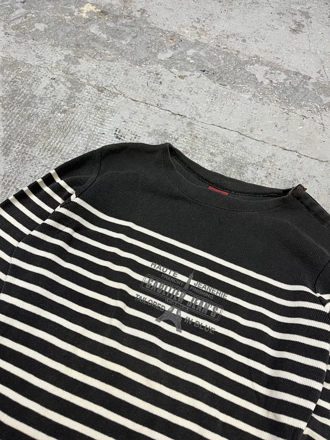 1990s Jean Paul Gaultier White & Navy Striped Marine Sweater - Image 4