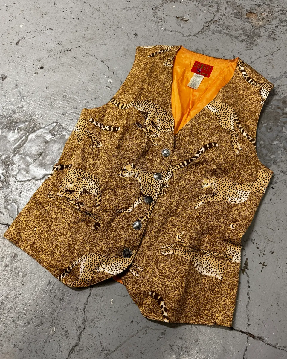 1990s Kenzo Beige Cheetah Print  Vest - Image 4
