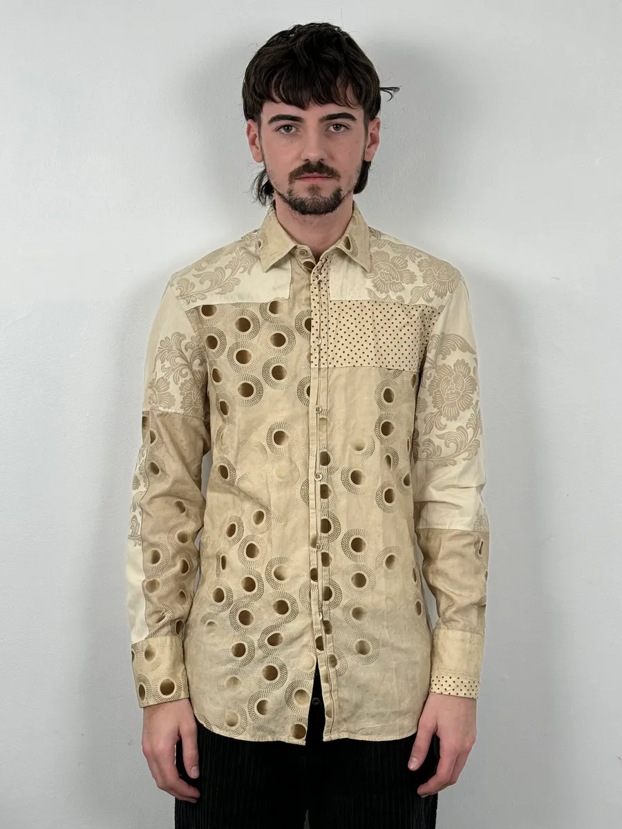 1990s Kenzo Beige Floral Persan Pattern Shirt - Image 2