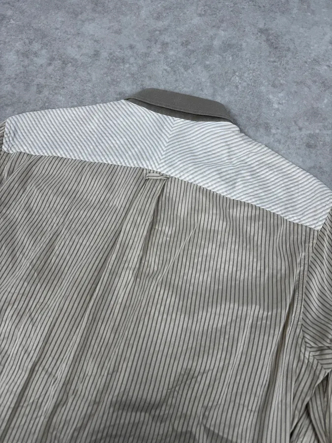 1990s Kenzo Beige & Light Green Patchwork Vest Shirt - Image 7
