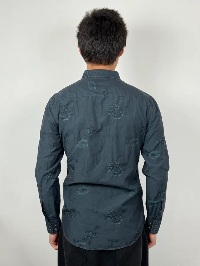 1990s Kenzo Blue Flower Print Shirt - Image 3