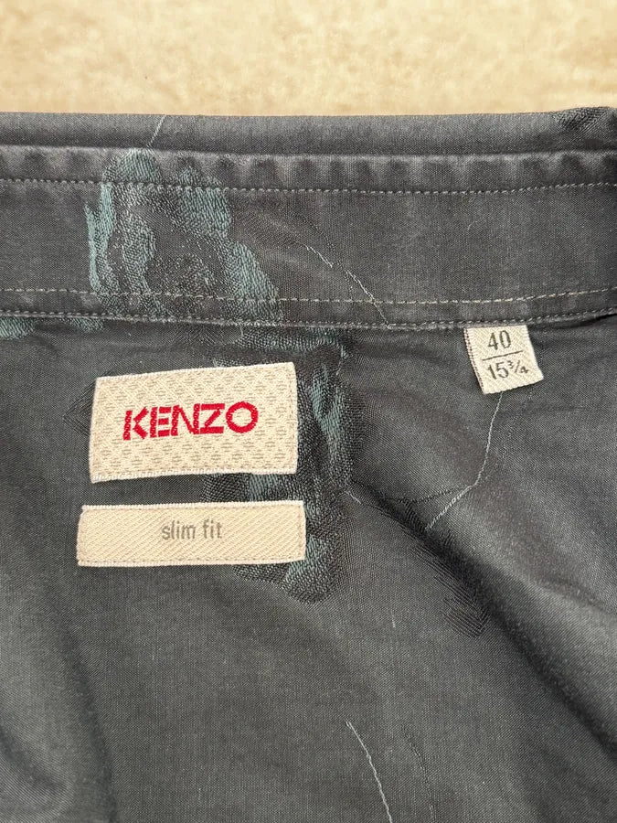 1990s Kenzo Blue Flower Print Shirt - Image 9