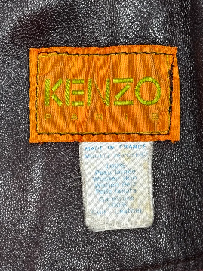 1990s Kenzo Bordeaux Shearling Leather Jacket - Image 10