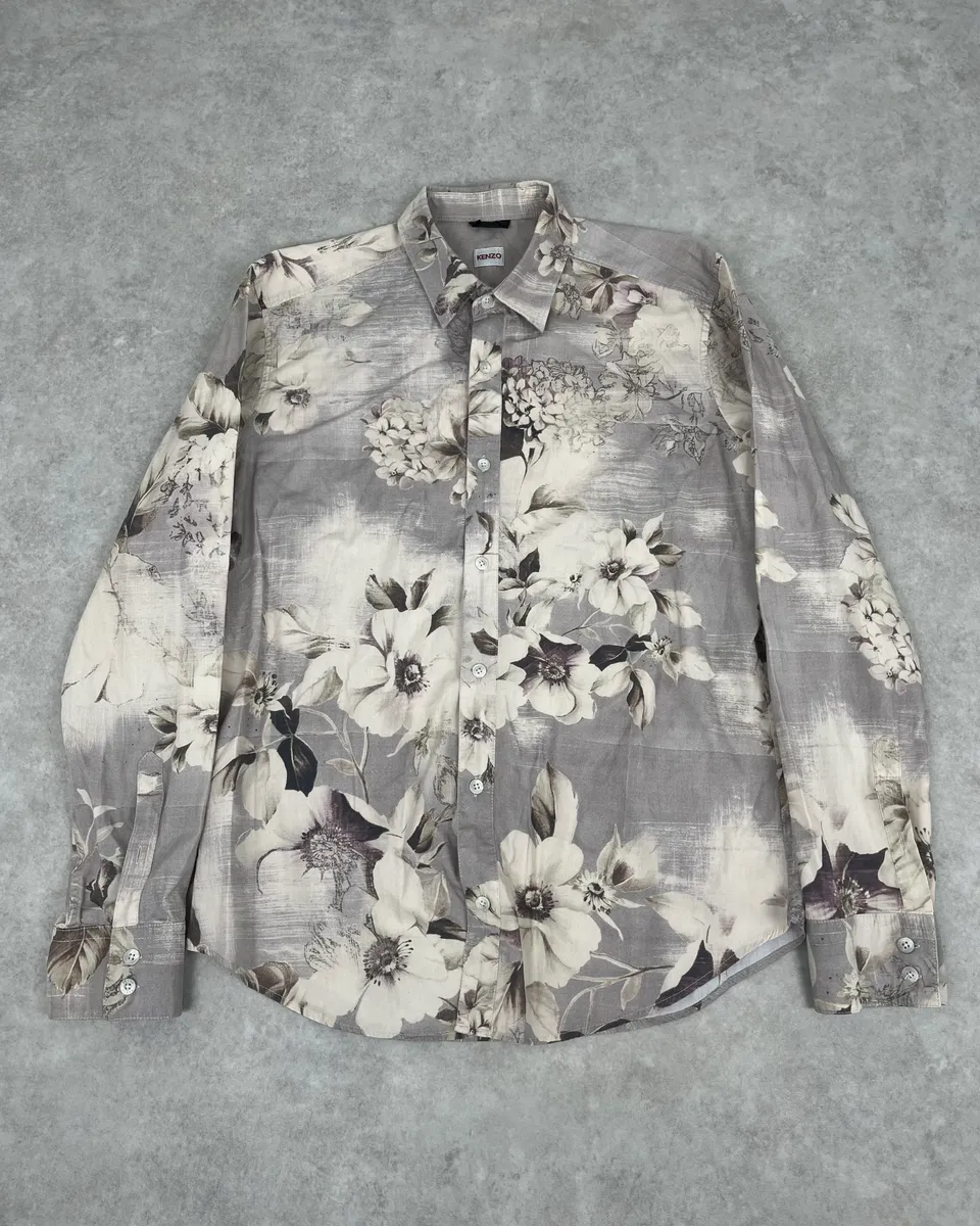 1990s Kenzo Flowers Shadow Cloudy Shirt
