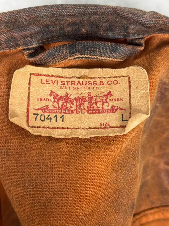 1990s Levi’s Biker Waxed Brown Jacket - Image 11