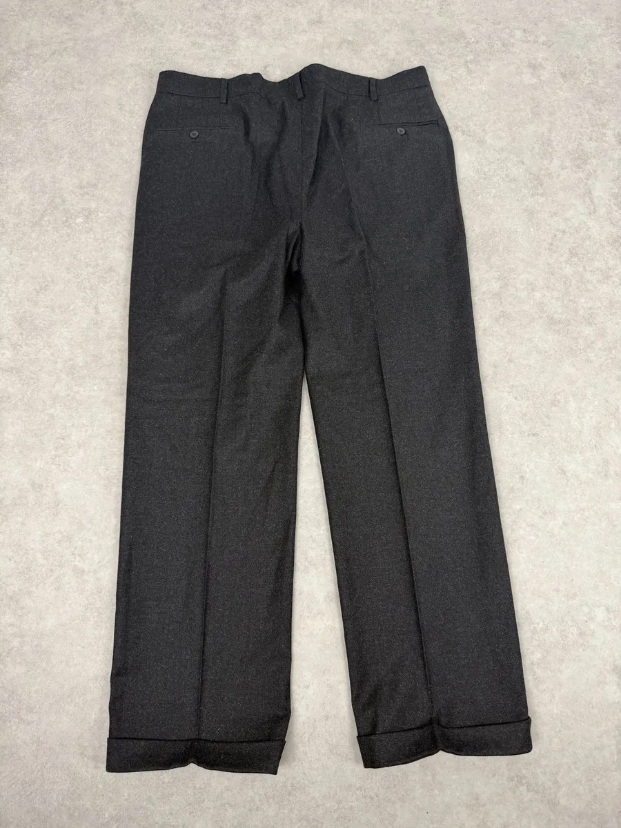 1990s Loro Piana Dark Grey Wool Tailored Pants - Image 6