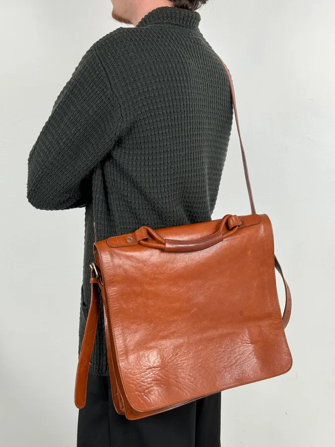 1990s Maison Martin Margiela Orange Signature Leather Bag - Image 3