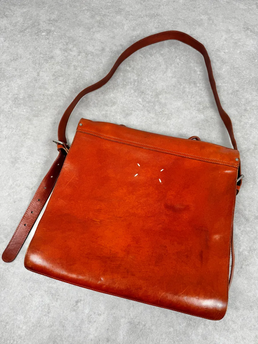1990s Maison Martin Margiela Orange Signature Leather Bag - Image 6