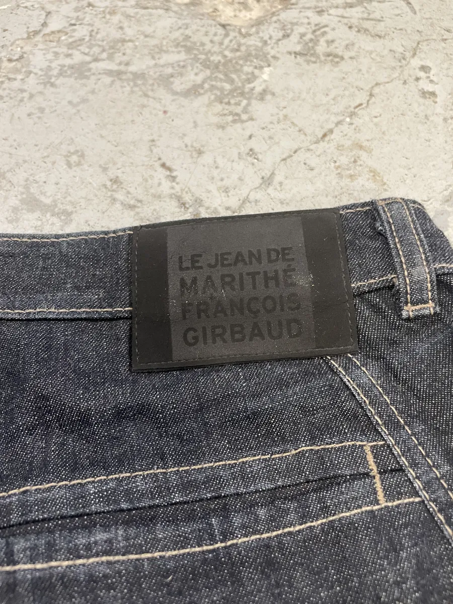 1990s Marithé + François Girbaud Navy Brut Large Denim Structured Jeans - Image 8