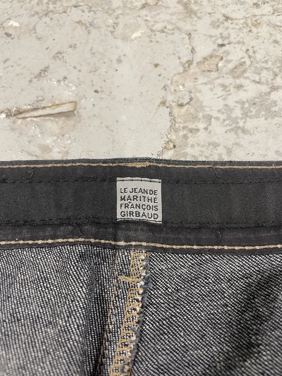 1990s Marithé + François Girbaud Navy Brut Large Denim Structured Jeans - Image 9