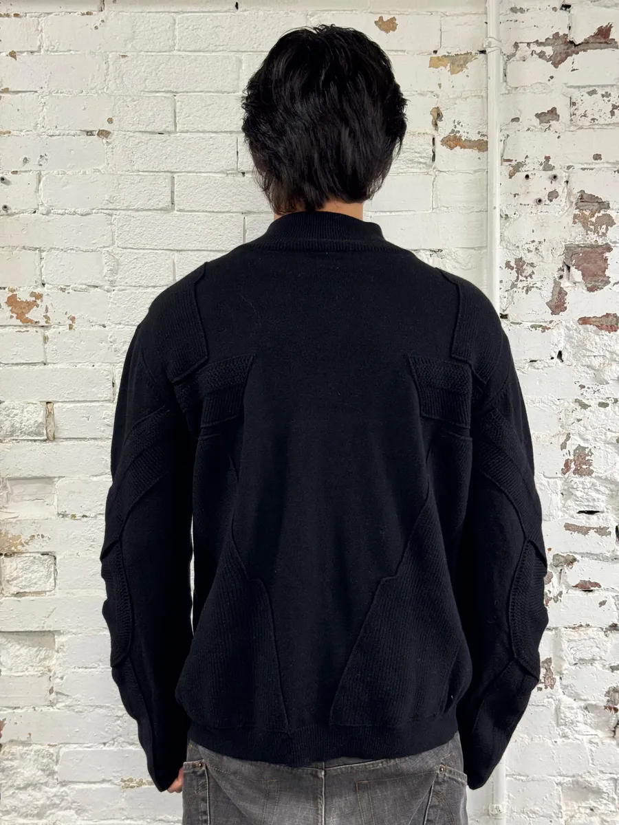 1990s Marithé + François Girbaud Black Wool Zip-up Sweater - Image 3