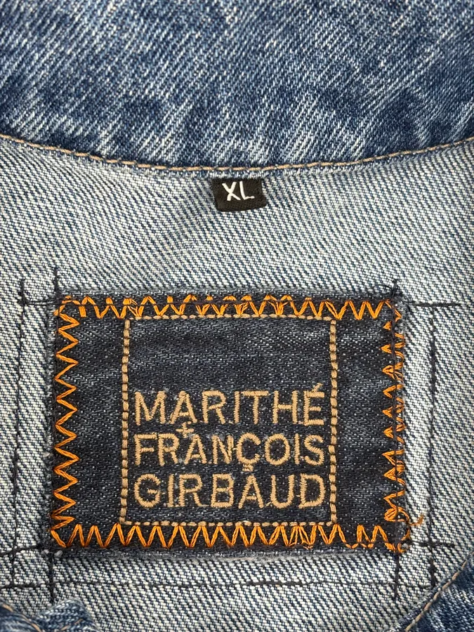 1990s Marithé + François Girbaud Blue Structured Denim Jacket - Image 10