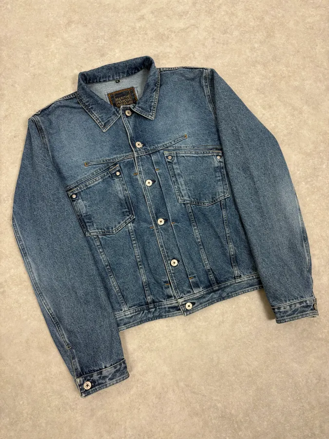1990s Marithé + François Girbaud Blue Structured Denim Jacket - Image 4