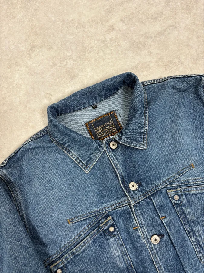1990s Marithé + François Girbaud Blue Structured Denim Jacket - Image 5