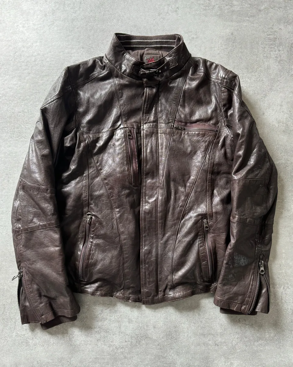 1990s Marithé + François Girbaud Brown Excellence Biker Jacket