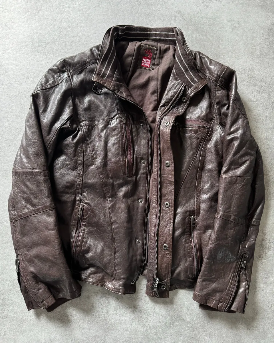 1990s Marithé + François Girbaud Brown Excellence Biker Jacket - Image 3