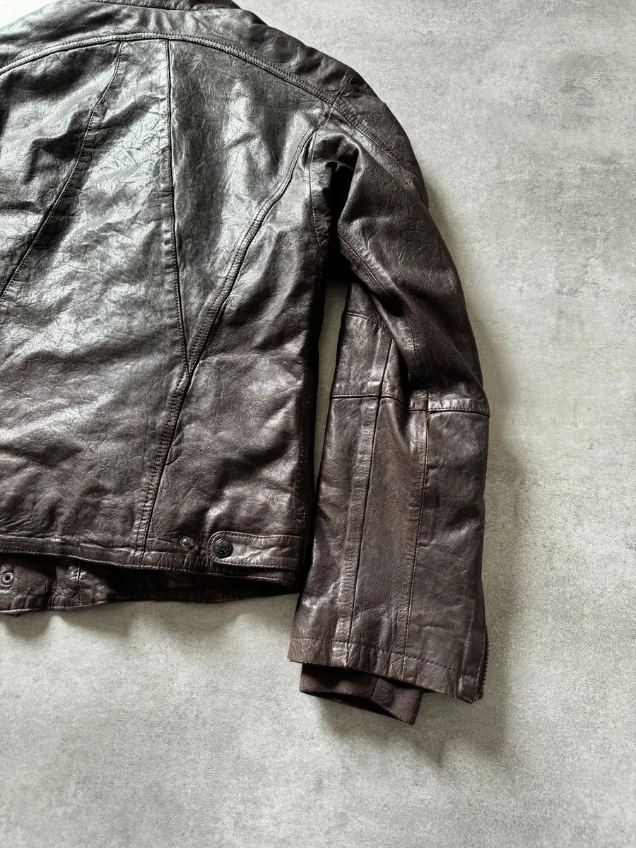 1990s Marithé + François Girbaud Brown Excellence Biker Jacket - Image 7
