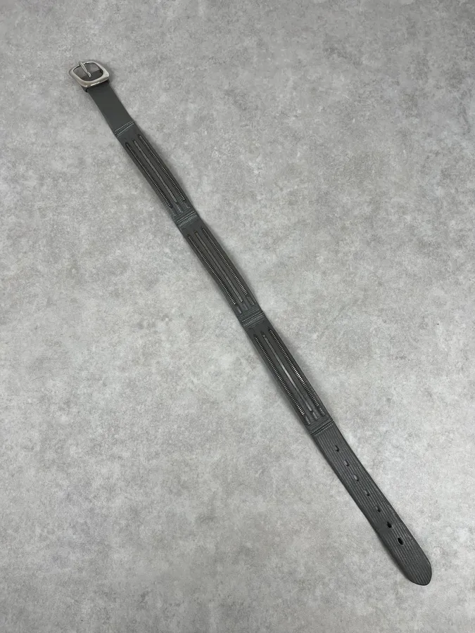 1990s Marithé + François Girbaud Grey Leather Dual Zip Belt - Image 9