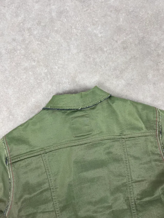 1990s Marithé + François Girbaud Khaki Cropped Cargo Denim Jacket - Image 7