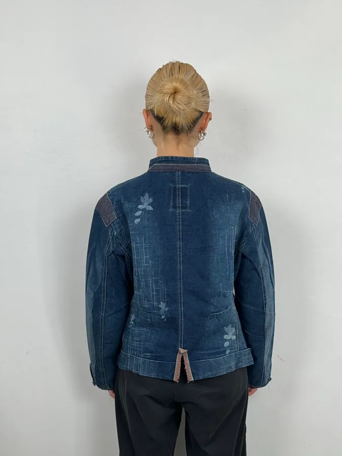 1990s Marithé + François Girbaud Navy Denim Blazer Jacket - Image 3