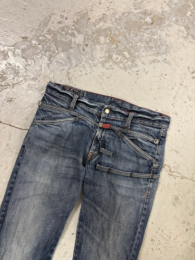 1990s Marithé + François Girbaud Navy Denim Cargo Jeans - Image 5