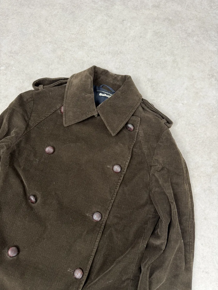 1990s Miu Miu Officer Buttoned Velvet Caban Jacket - Image 10