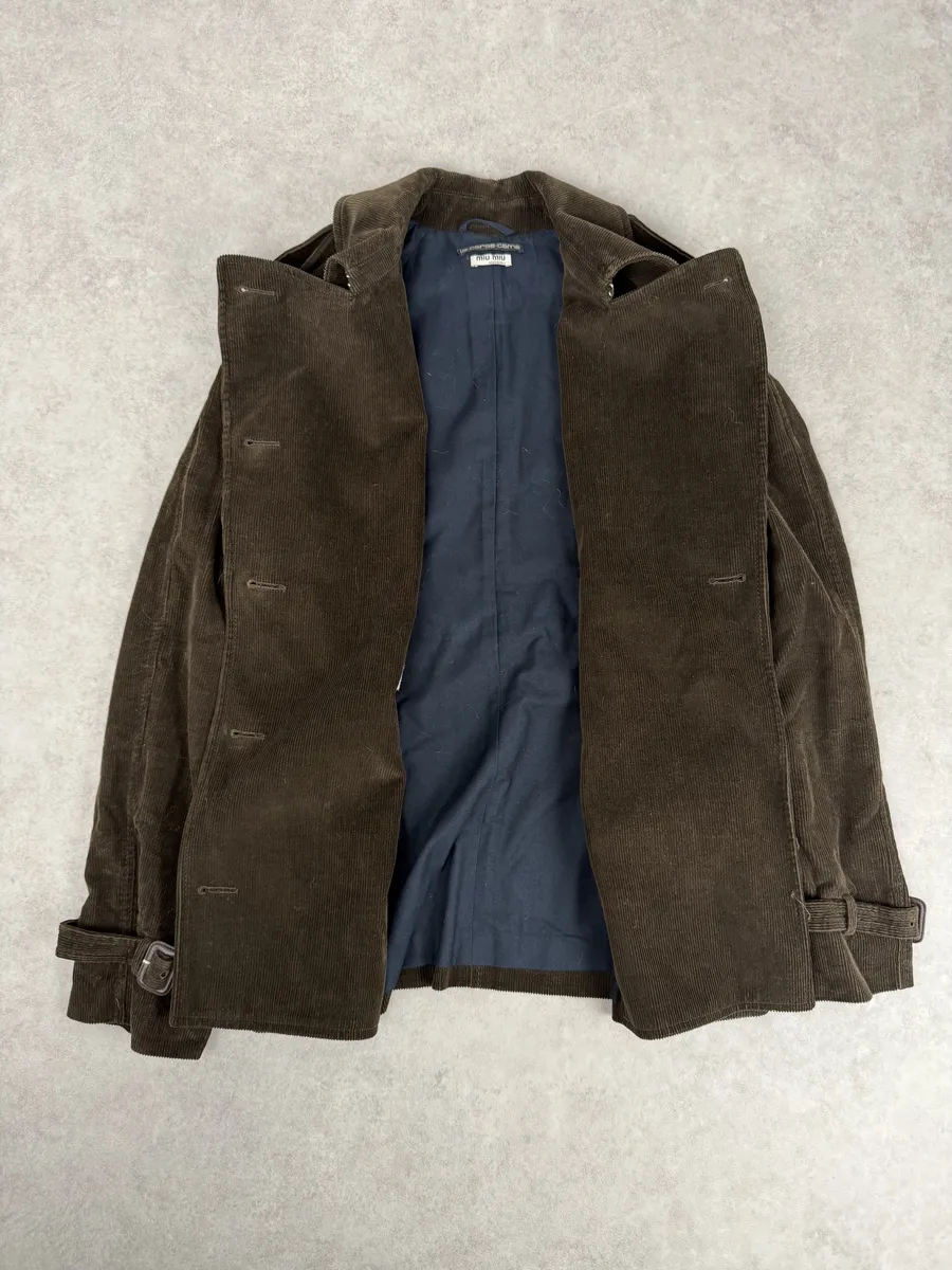 1990s Miu Miu Officer Buttoned Velvet Caban Jacket - Image 7