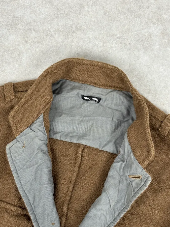 1990s Miu Miu Wool Brown Long Classy Coat - Image 8
