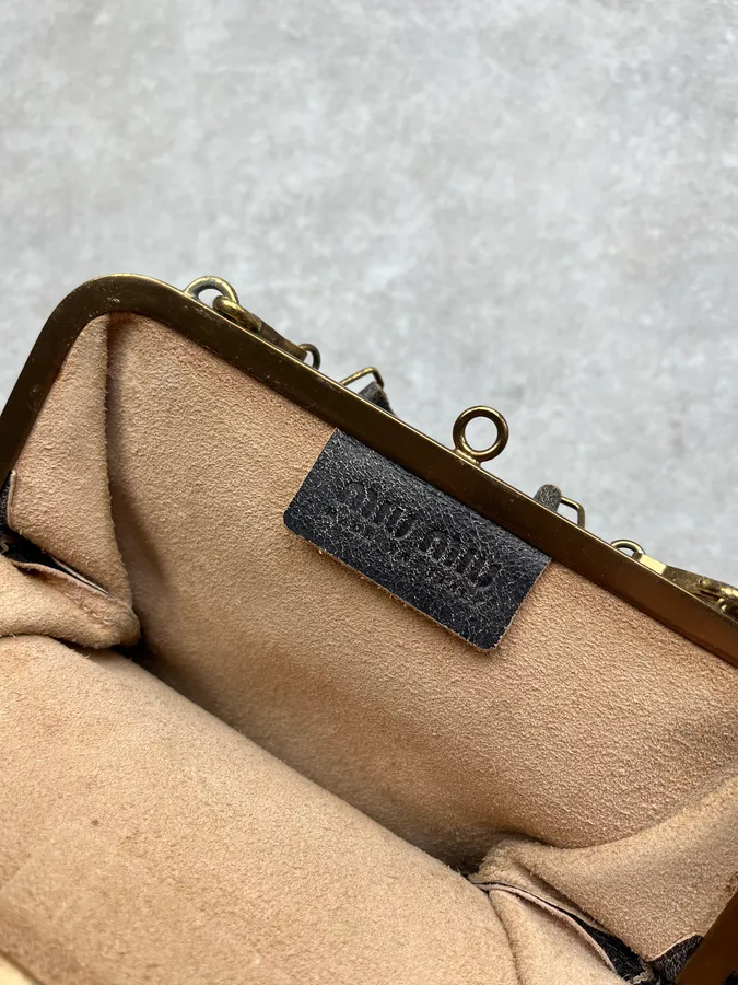 1990s MiuMiu Brown Eroded Leather Shoulder Bag - Image 8