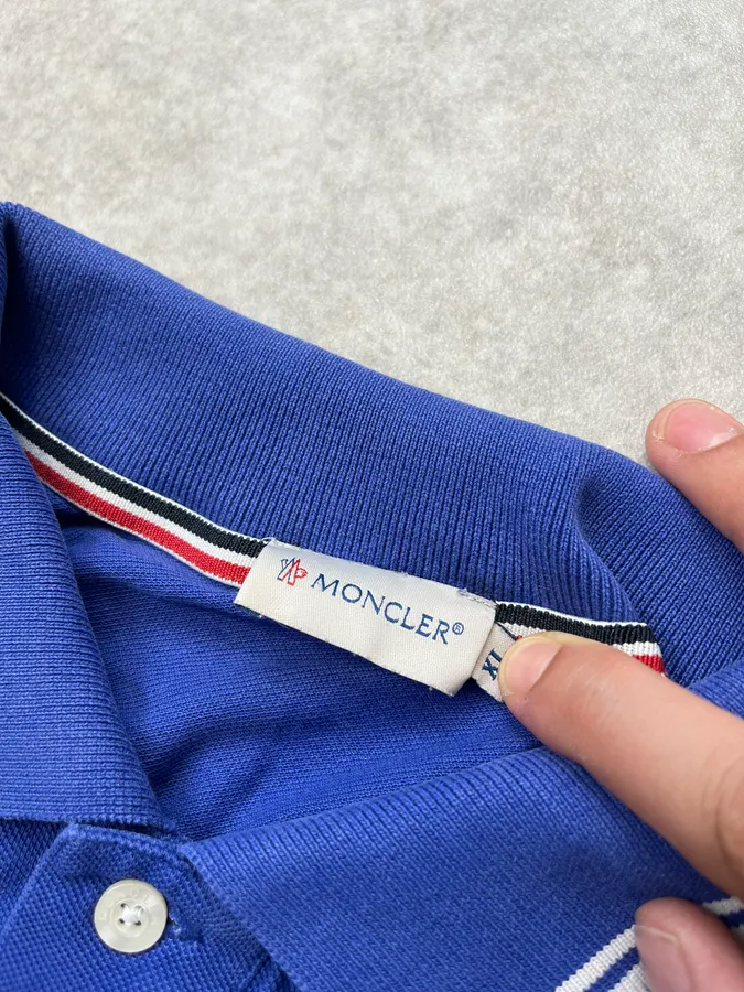 1990s Moncler Classic Blue Polo Shirt - Image 8