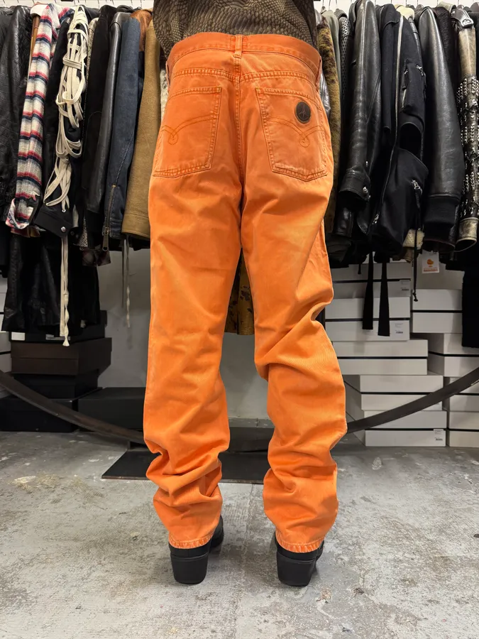 1990s Moschino Cozy Straight Orange Pants - Image 3