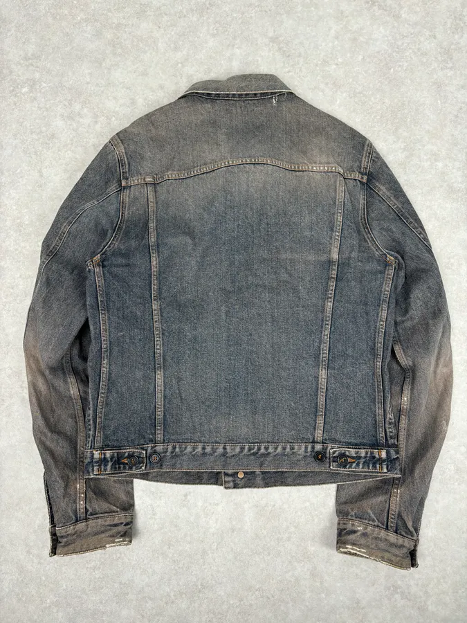 1990s Moschino Faded Blue Grey Denim Jacket - Image 5