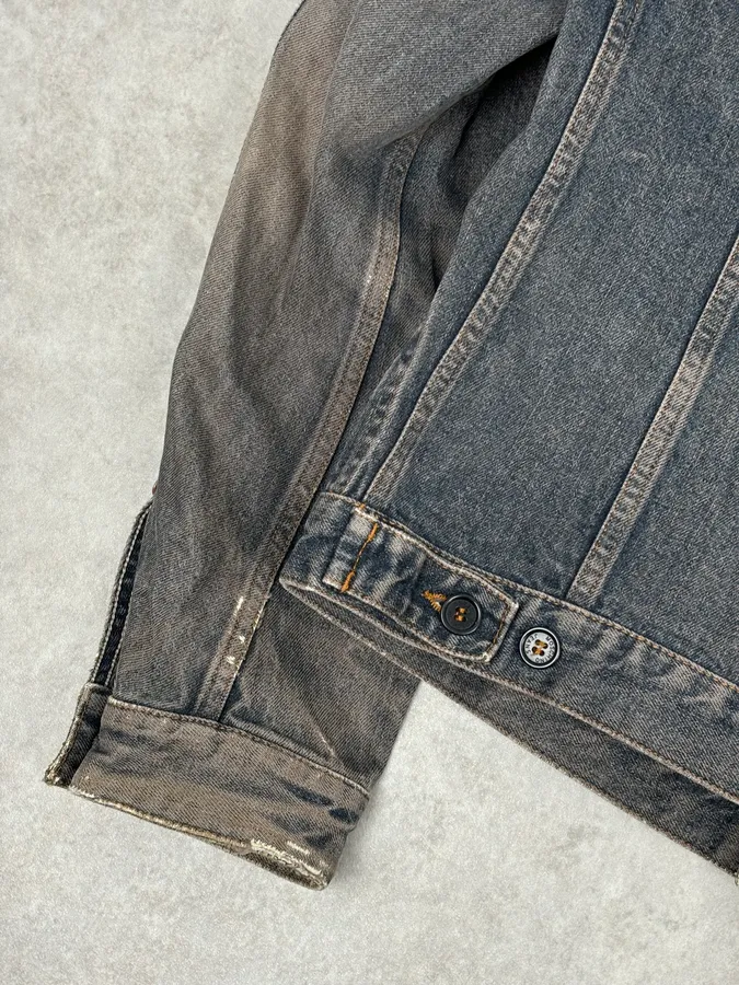1990s Moschino Faded Blue Grey Denim Jacket - Image 8