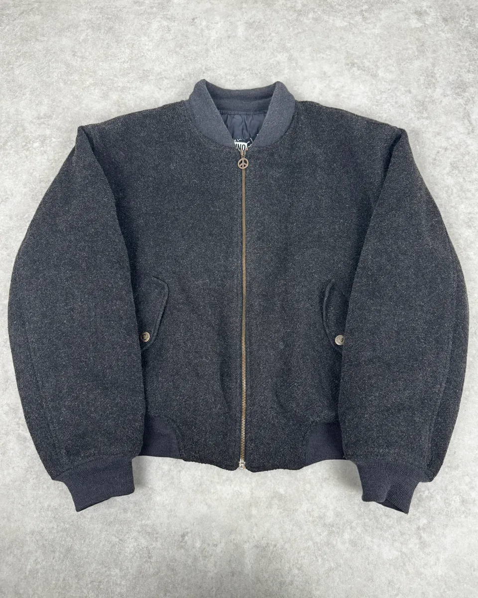 1990s Moschino Grey Wool Bomber Jacket