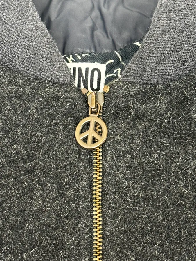 1990s Moschino Grey Wool Bomber Jacket - Image 9