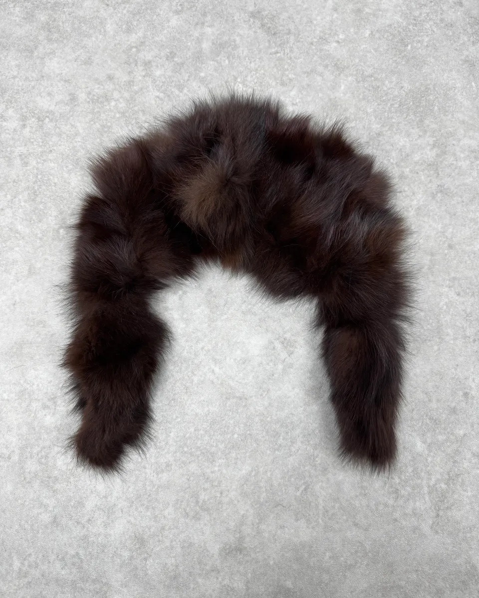 1990s Plein Sud Brown Fur Collar Scarf