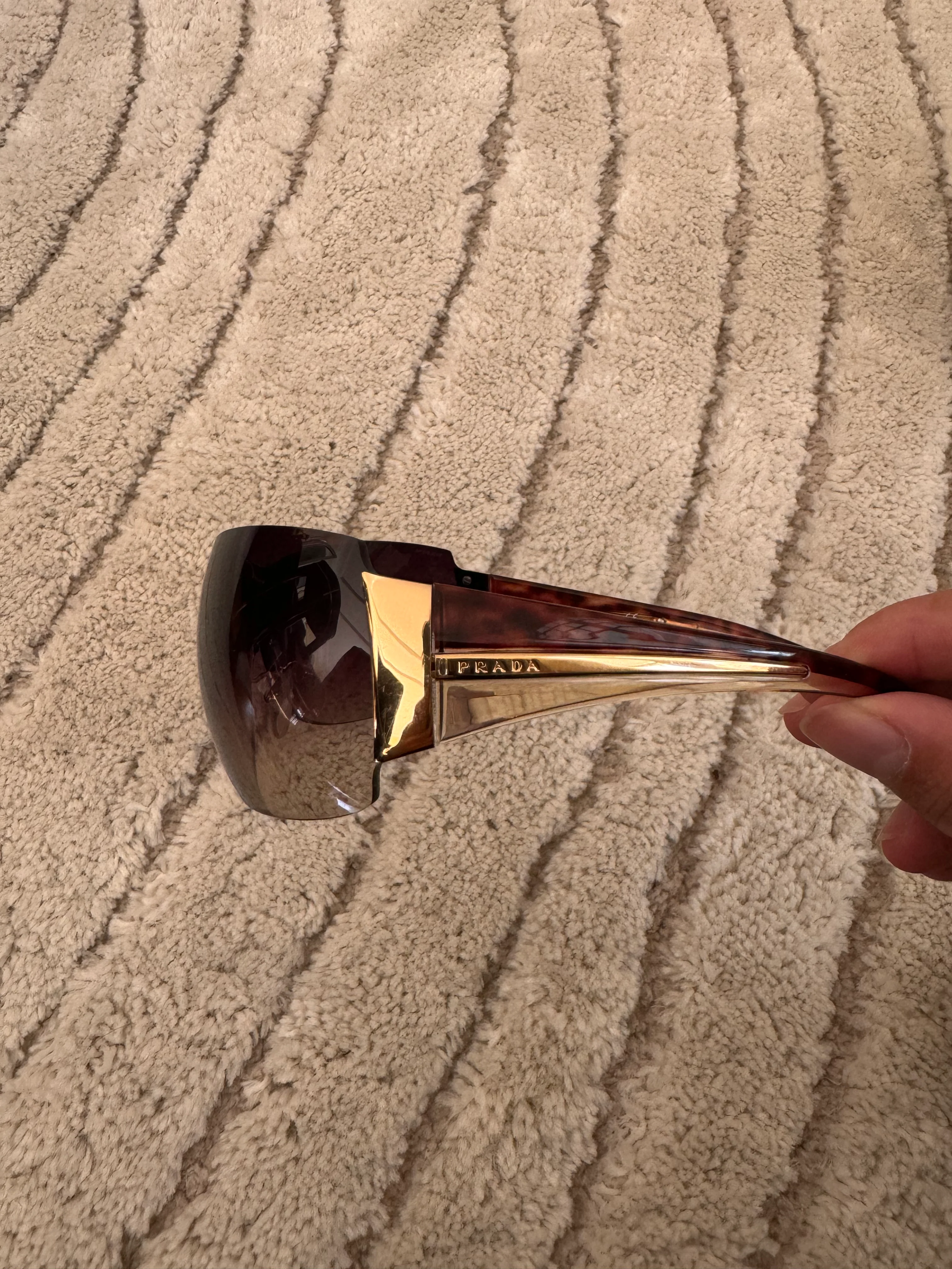 1990s Prada Google Golden Sunglasses - Image 3