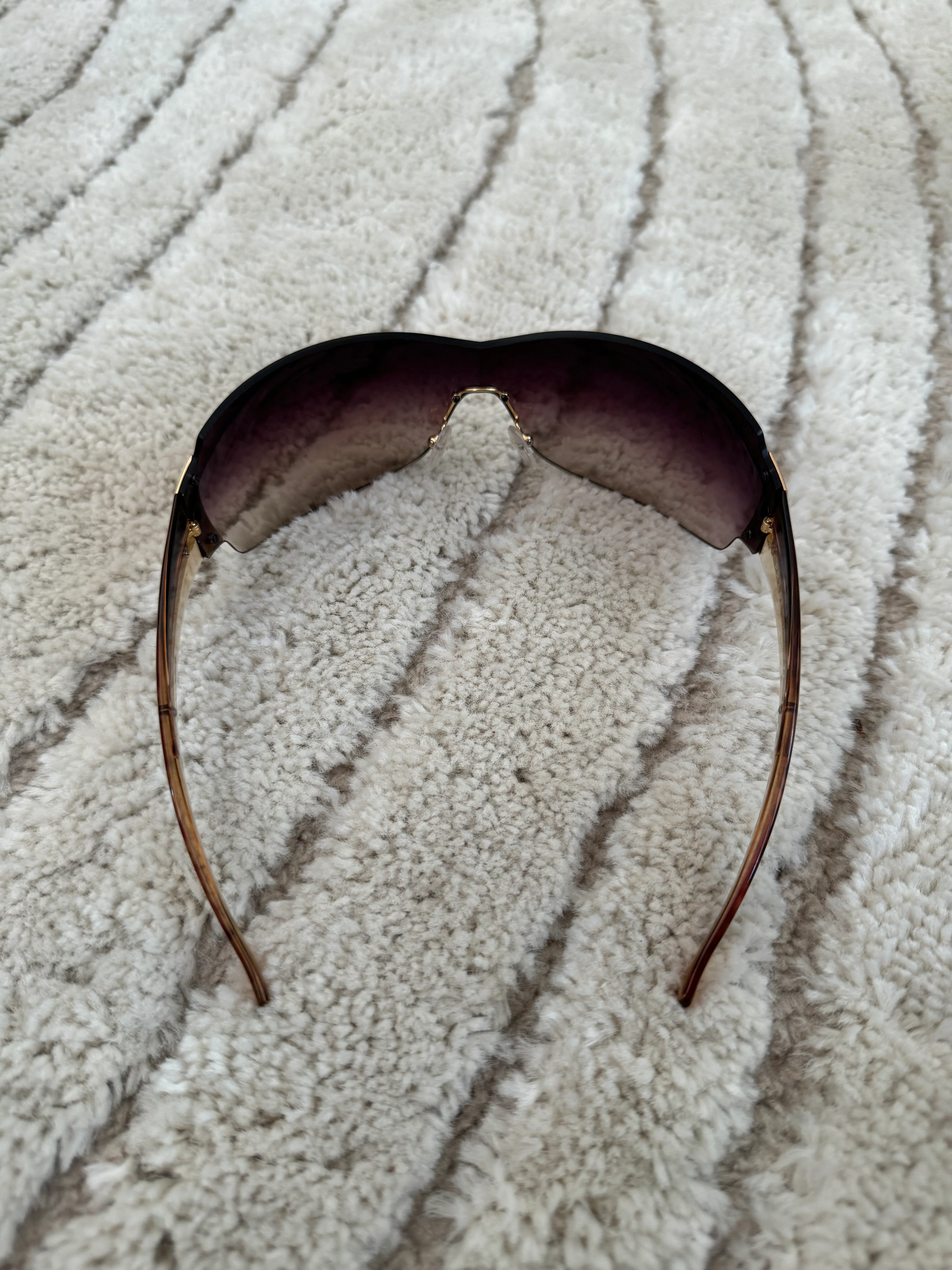 1990s Prada Google Golden Sunglasses - Image 4