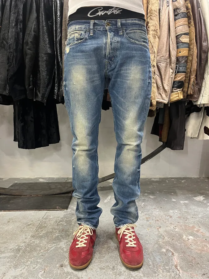 1990s Ralph Lauren American Faded Blue Denim Slim Jeans - Image 4