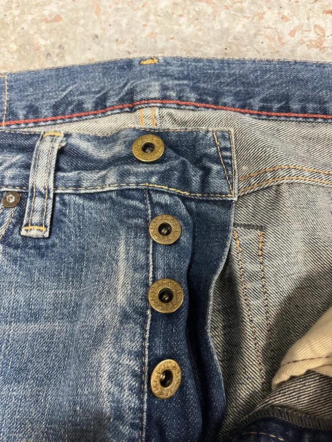 1990s Ralph Lauren American Faded Blue Denim Slim Jeans - Image 7