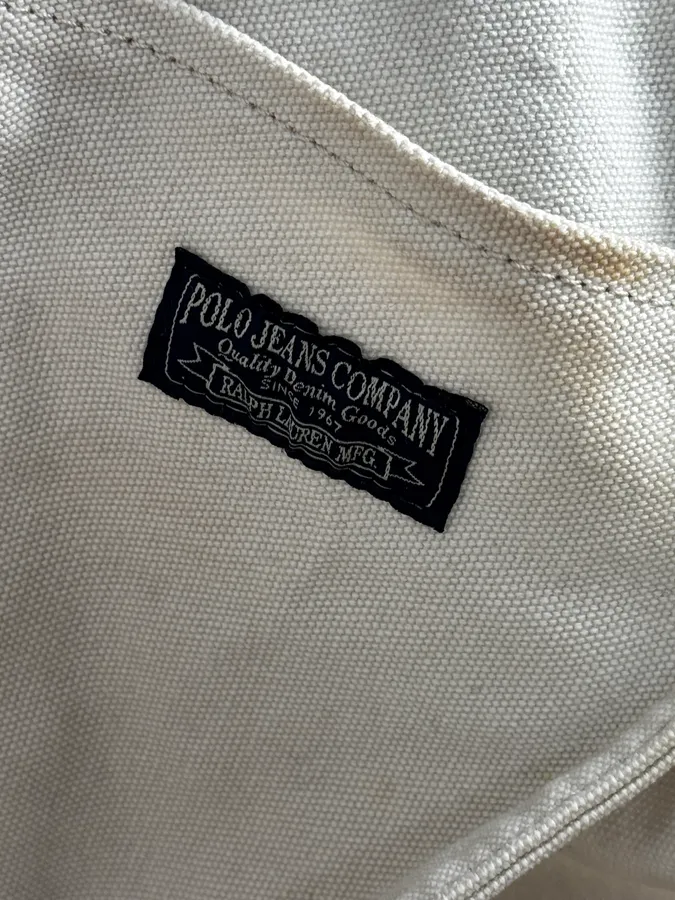 1990s Ralph Lauren White American Patch Sling Bag - Image 13
