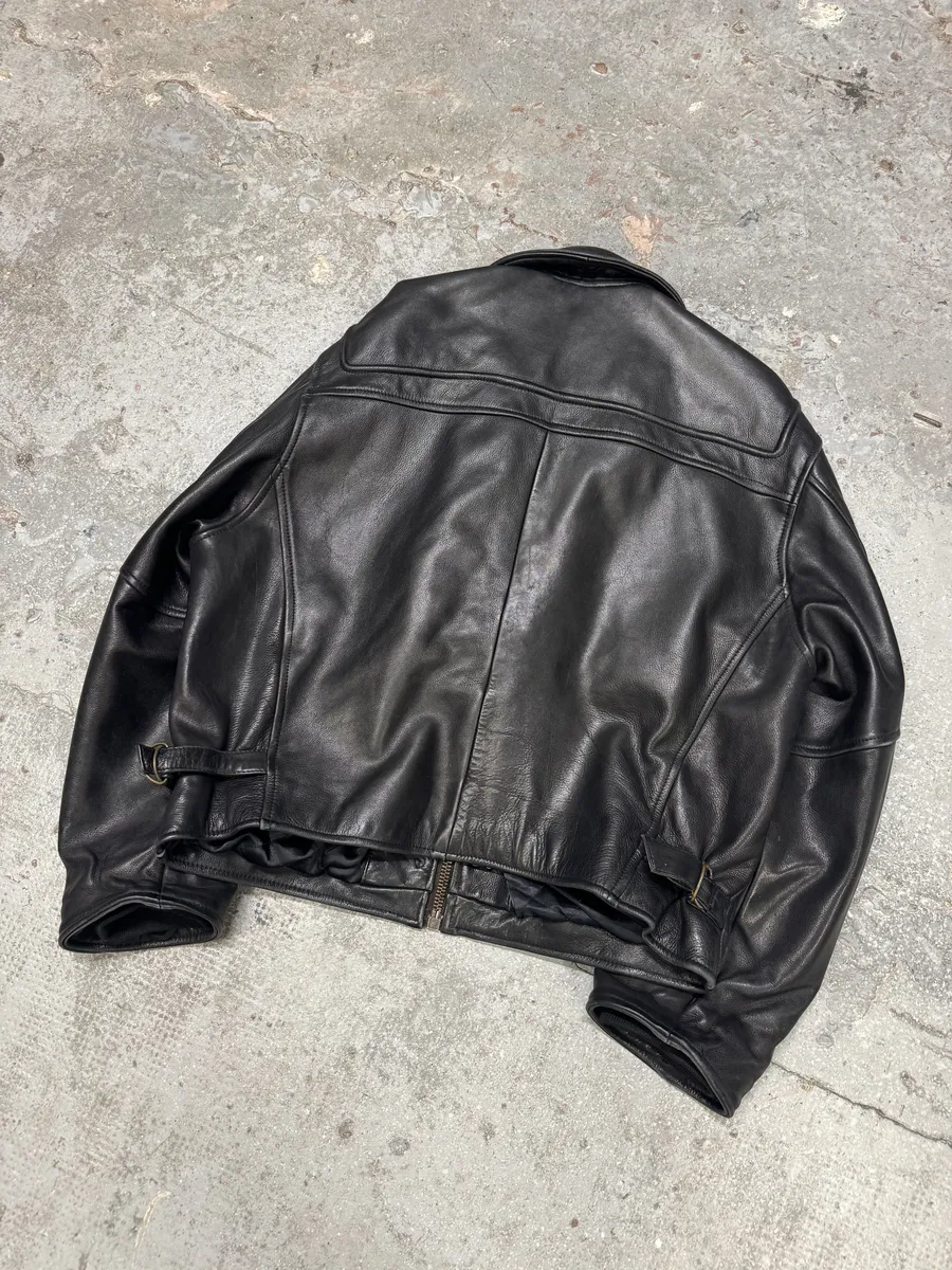 1990s Redskins Cropfit Naval Combat Bomber Leather Jacket - Image 7