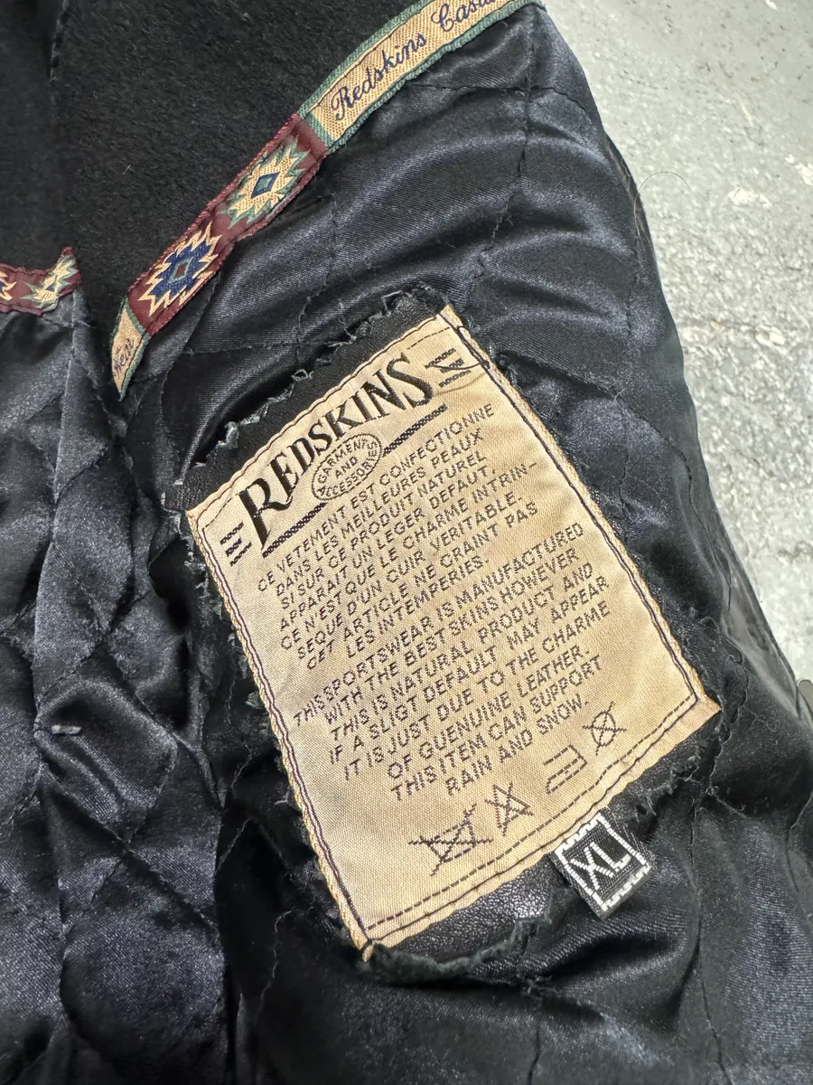 1990s Redskins Cropfit Naval Combat Bomber Leather Jacket - Image 9