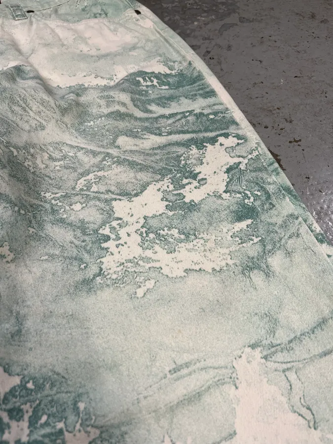 1990s Roberto Cavalli Aqua Green White Pants - Image 10