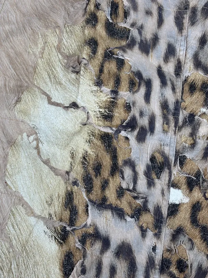 FW2001 Roberto Cavalli Beige Denim Destructured Leopard Skirt - Image 10