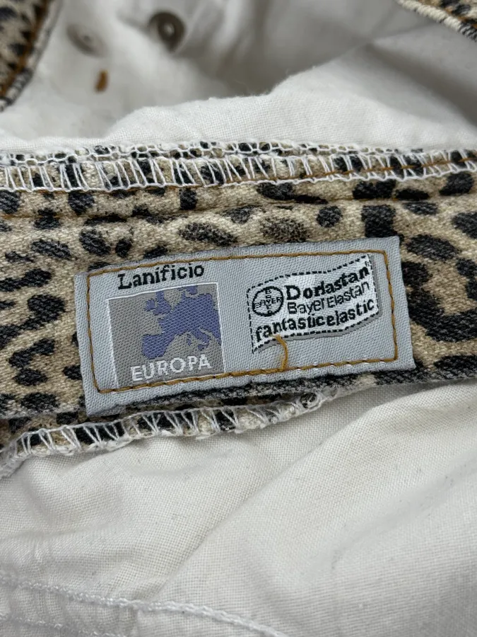 1990s Roberto Cavalli Beige Leopard Print Pants - Image 13
