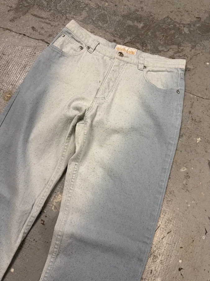 1990s Roberto Cavalli Blue Ice Gradient Pants - Image 4