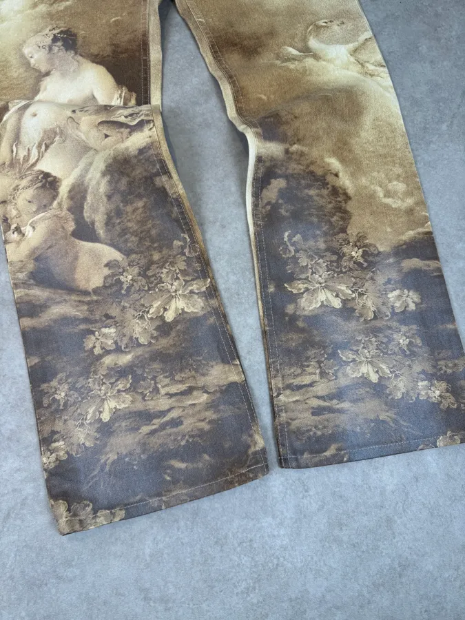 1990s Roberto Cavalli Gold Angel Renaissance Pants - Image 8